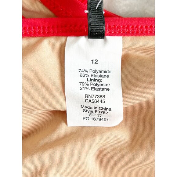 J.Crew Scalloped V-Neck One-Piece Swimsuit in Bright Red - Sz 12 - NWT - Picture 6 of 9